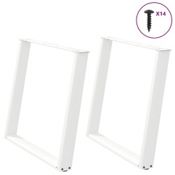 Pieds de table à manger en U 2 pièces Blanc 90 x (72-73) cm Acier 
