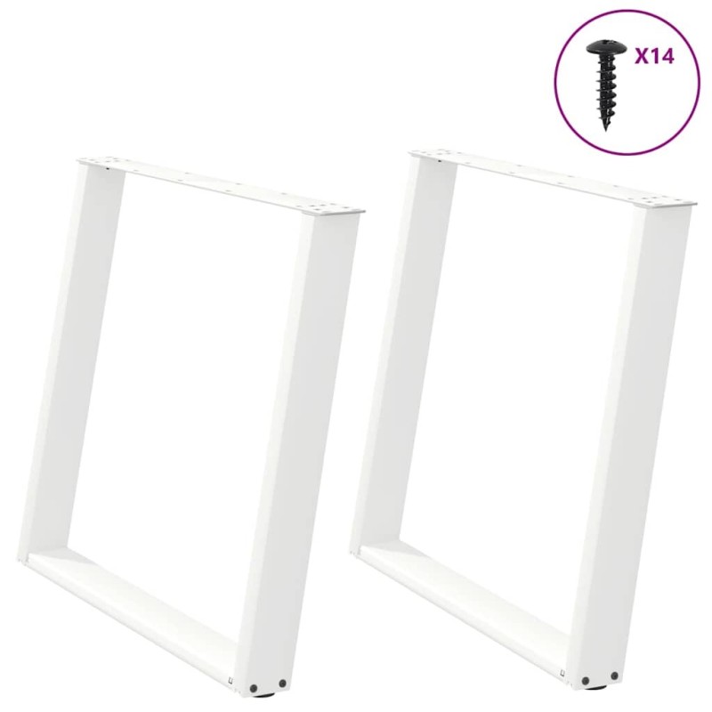 Pieds de table à manger en U 2 pièces Blanc 90 x (72-73) cm Acier 