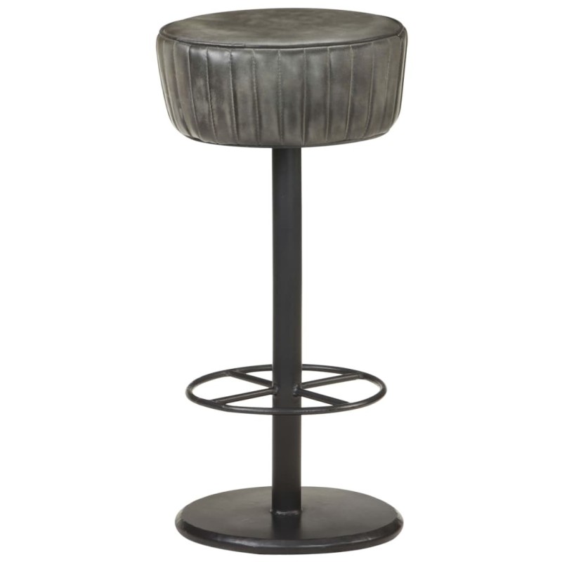 Tabouret de bar Gris Cuir véritable Tabouret de bar Gris Cuir véritable
