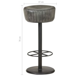 Tabouret de bar Gris Cuir véritable 