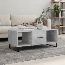 Table basse gris béton 102x50x40 cm bois d'ingénierie 