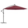 Parasol de jardin en porte-à-faux lumières LED rouge bordeaux 