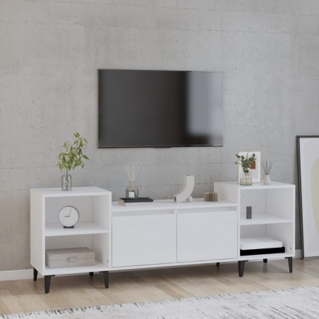Meuble TV Blanc brillant 160x35x55 cm Bois d'ingénierie 