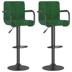 Tabourets de bar lot de 2 vert foncé velours 