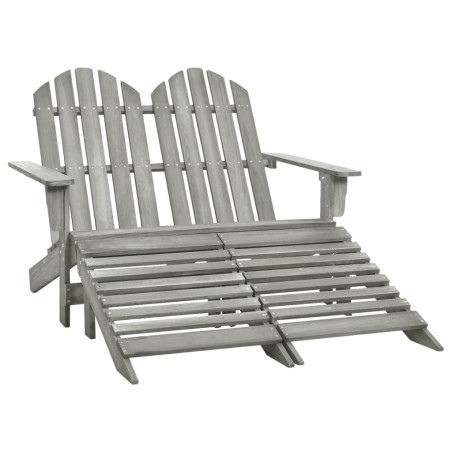 Chaise de jardin Adirondack 2 places et repose-pied sapin gris 