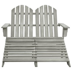 Chaise de jardin Adirondack 2 places et repose-pied sapin gris 
