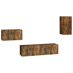 Ensemble de meubles TV 4 pcs Chêne fumé Bois d'ingénierie 