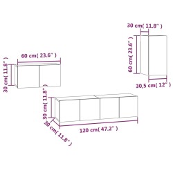 Ensemble de meubles TV 4 pcs Chêne fumé Bois d'ingénierie 