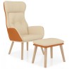 Chaise de relaxation avec repose-pied Crème Similicuir et tissu 