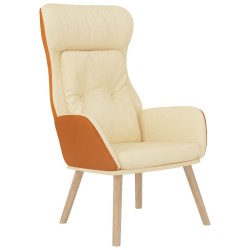 Chaise de relaxation avec repose-pied Crème Similicuir et tissu 