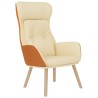 Chaise de relaxation avec repose-pied Crème Similicuir et tissu 