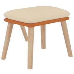 Chaise de relaxation avec repose-pied Crème Similicuir et tissu 