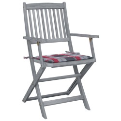 Chaises pliables d'extérieur lot de 2 et coussins Bois d'acacia 