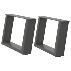 Pieds de table basse en U, 2 pièces, anthracite, 50 x (30-31) cm, acier 