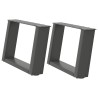 Pieds de table basse en U, 2 pièces, anthracite, 50 x (30-31) cm, acier 