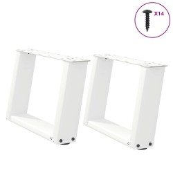 Pieds de table basse en U, 2 pièces, blanc, 50 x (30-31) cm, acier 