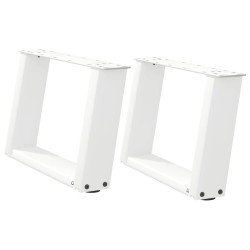 Pieds de table basse en U, 2 pièces, blanc, 50 x (30-31) cm, acier 