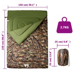 Sac de couchage double et oreillers adultes camping 3-4 saisons 