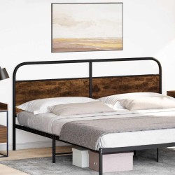 Tête de lit chêne fumé 200 cm acier et bois d'ingénierie 