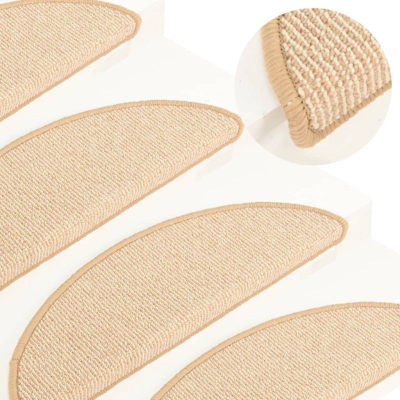 Tapis de marches d'escalier 15 pcs Crème 65x21x4 cm 
