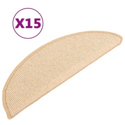 Tapis de marches d'escalier 15 pcs Crème 65x21x4 cm 