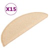 Tapis de marches d'escalier 15 pcs Crème 65x21x4 cm 