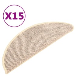 Tapis de marches d'escalier 15 pcs Blanc et marron 65x21x4 cm 