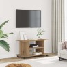 Meuble TV roulettes chêne artisanal 80x40x45 cm bois ingénierie 