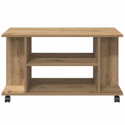 Meuble TV roulettes chêne artisanal 80x40x45 cm bois ingénierie 