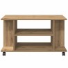 Meuble TV roulettes chêne artisanal 80x40x45 cm bois ingénierie 