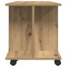 Meuble TV roulettes chêne artisanal 80x40x45 cm bois ingénierie 