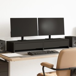 Support de moniteur avec tiroirs noir bois d'ingénierie 