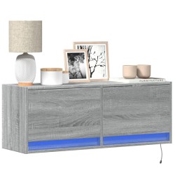 Meuble TV mural avec lumières LED sonoma gris 100x31x35 cm 