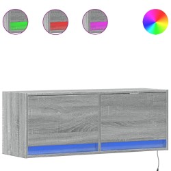 Meuble TV mural avec lumières LED sonoma gris 100x31x35 cm 