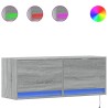 Meuble TV mural avec lumières LED sonoma gris 100x31x35 cm 