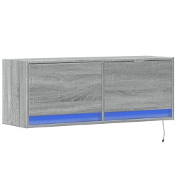 Meuble TV mural avec lumières LED sonoma gris 100x31x35 cm 