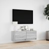 Meuble TV mural avec lumières LED sonoma gris 100x31x35 cm 