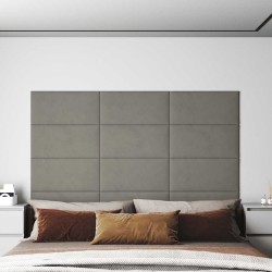Panneaux muraux 12 pcs Gris clair 60x30 cm Velours 2,16 m² 
