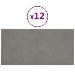 Panneaux muraux 12 pcs Gris clair 60x30 cm Velours 2,16 m² 