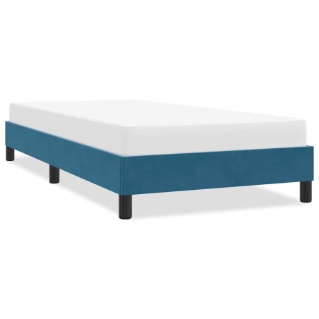 Cadre de lit sans matelas bleu foncé 100x210 cm velours 