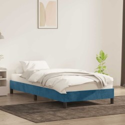 Cadre de lit sans matelas bleu foncé 100x210 cm velours 