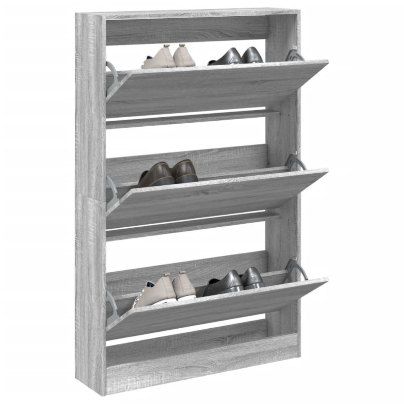 Meuble à chaussures sonoma gris 80x21x125,5cm bois d'ingénierie Meuble à chaussures sonoma gris 80x21x125,5cm bois d'ingénierie