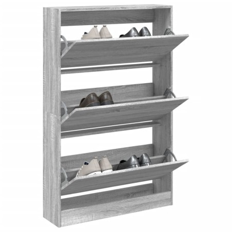 Meuble à chaussures sonoma gris 80x21x125,5cm bois d'ingénierie 