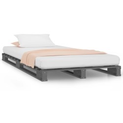 Lit de palette sans matelas gris 100x200 cm bois massif 