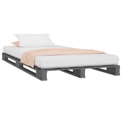 Lit de palette sans matelas gris 100x200 cm bois massif 