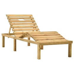 Chaise longue de jardin avec table et coussin Pin imprégné 