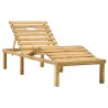 Chaise longue de jardin avec table et coussin Pin imprégné 