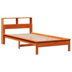 Lit bibliothèque sans matelas cire marron 100x200 cm pin massif 