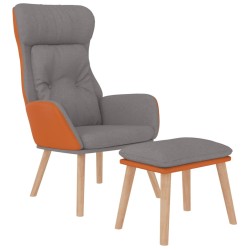 Chaise de relaxation repose-pied Gris clair Similicuir et tissu 