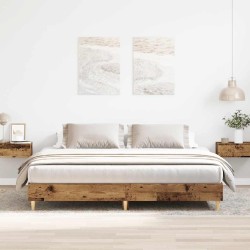 Cadre de lit sans matelas vieux bois 160x200 cm bois ingénierie 